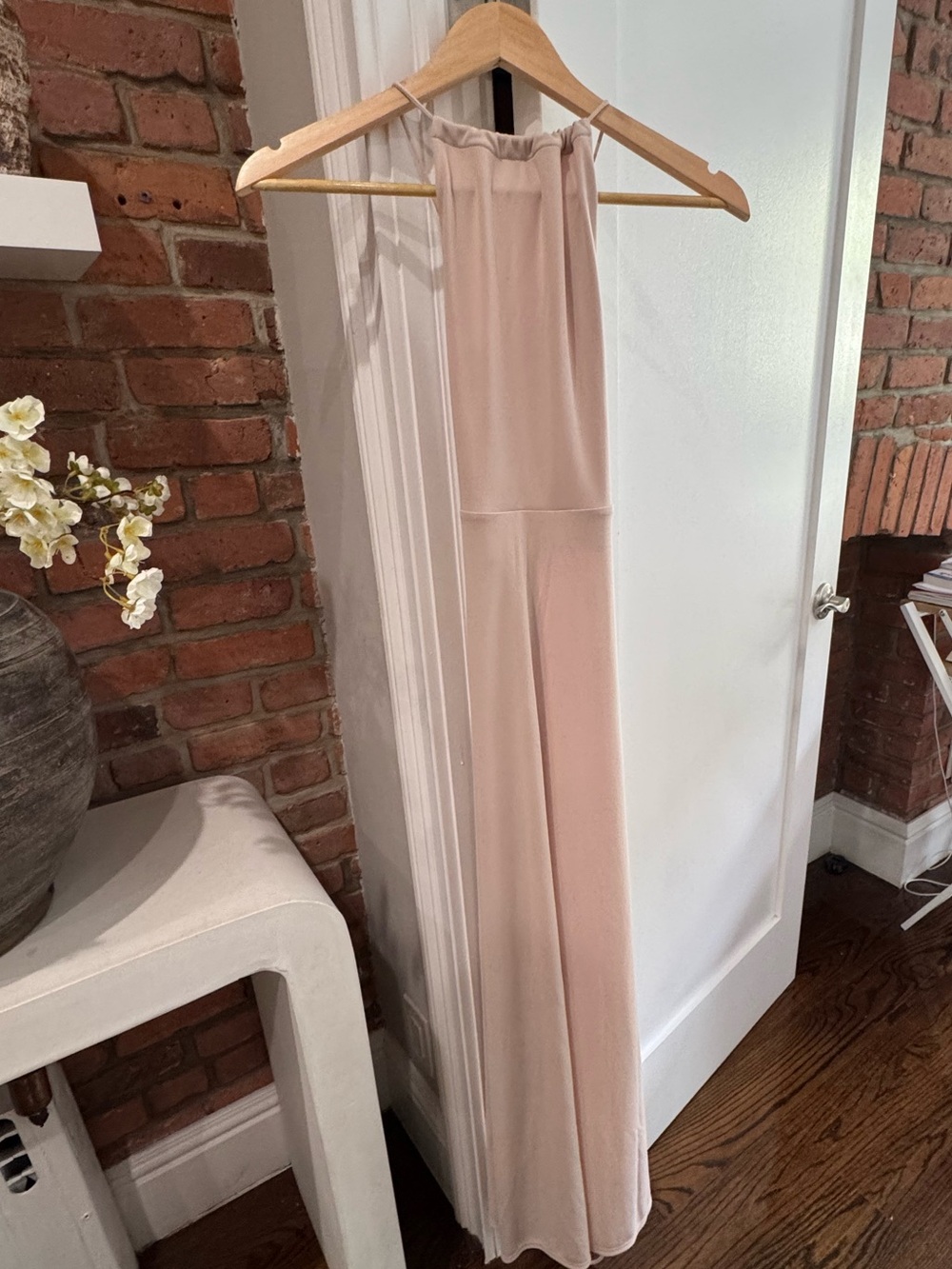 Maxi Dress with Back Tie Design Blush Color Size M